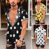 Cotton Men Short Sleeve Casual Shirt & sweat absorption & loose & breathable printed dot PC