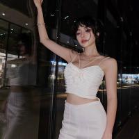 Polyester Camisole midriff-baring & off shoulder & breathable stretchable Solid PC