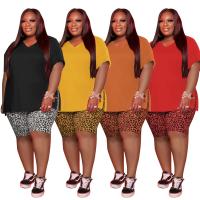 Polyester Women Casual Set slimming & two piece & loose leopard Set