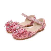 Beef Tendon & Synthetic Leather velcro Girl Sandals & with rhinestone Pair