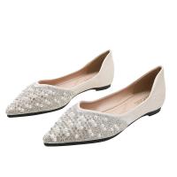 Rubber & Polyester Pointed Flat Shoes & with rhinestone Pair