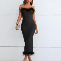 Viscose Slim & High Waist Tube Top Dress Solid black PC