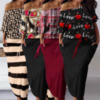Polyester long style & Plus Size Two-Piece Dress Set & off shoulder printed Set