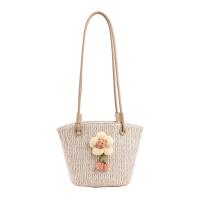 Polyester Cotton & Straw & PU Leather Easy Matching Woven Shoulder Bag floral PC
