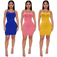 Polyester Waist-controlled Sexy Package Hip Dresses backless & skinny style stretchable Solid PC
