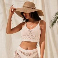 Polyester Slim Beach Dress midriff-baring & two piece & off shoulder & hollow : Set