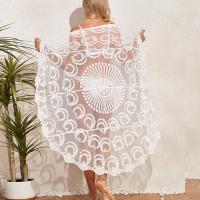 Polyester Swimming Cover Ups see through look & hollow Solid white : PC
