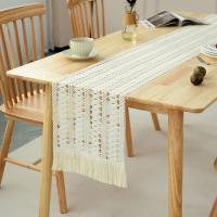 Cotton Linen easy cleaning & Tassels Table Runner durable Solid PC