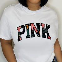 Polyester Women Short Sleeve T-Shirts & loose printed letter PC