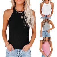 Polyester & Cotton Slim Women Sleeveless T-shirt Solid PC