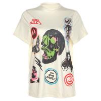 Spandex & Polyester Women Short Sleeve T-Shirts & loose printed skull pattern Apricot PC