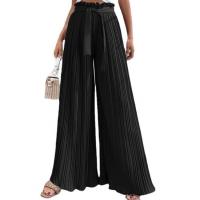 Polyester Wide Leg Trousers Women Casual Pants Solid PC