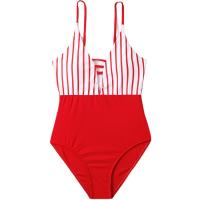 Polyamide & Polyester High Waist One-piece Swimsuit & padded printed striped red PC