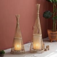 Chiffon & Bambou & Bois Lampe de plancher Handmade Chats pièce