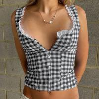 Polyester Slim Camisole backless plaid PC