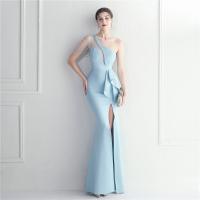 Polyester Slim Long Evening Dress side slit & One Shoulder PC