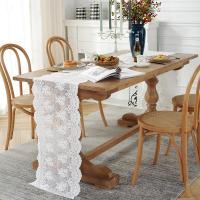 Polyester thermostability Table Runner durable & hardwearing floral white PC