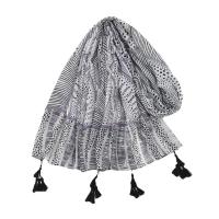 Tela de algodón Bufanda Mujer, impreso, punto, gris,  trozo