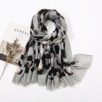 Cotton Linen Beach Scarf Women Scarf sun protection & thermal & breathable printed leopard gray PC