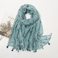 Cotton Linen Multifunction & Tassels Women Scarf can be use as shawl & sun protection printed shivering green PC