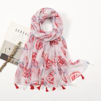 Voile Fabric Tassels Women Scarf can be use as shawl & sun protection & thermal printed shivering pink PC