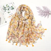 Cotton Linen Tassels Women Scarf can be use as shawl & sun protection & thermal printed PC