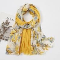 Voile Fabric Women Scarf can be use as shawl & sun protection & thermal & breathable printed leaf pattern PC