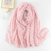 Polyester Women Scarf can be use as shawl & sun protection & thermal & breathable printed leopard pink PC