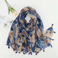 Polyester Easy Matching & Tassels Women Scarf sun protection & breathable printed geometric blue PC