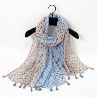 Voile Fabric Tassels Women Scarf can be use as shawl & sun protection & breathable printed PC