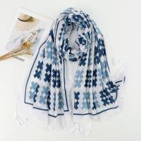 Polyester Beach Scarf Women Scarf can be use as shawl & sun protection & breathable printed blue PC