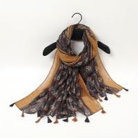 Polyester Tassels Women Scarf sun protection & breathable printed floral brown PC