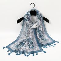 Voile Fabric Tassels Women Scarf dustproof & can be use as shawl & sun protection & thermal printed PC