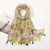 Voile Fabric Tassels Women Scarf dustproof & can be use as shawl & thermal & breathable printed shivering PC