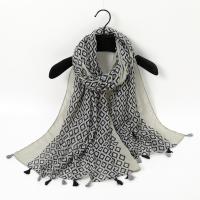 Polyester Tassels Women Scarf dustproof & sun protection & thermal Polyester printed geometric black and brown PC