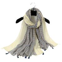 Voile Fabric Tassels Women Scarf dustproof & sun protection & thermal printed geometric PC