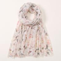 Polyester Women Scarf dustproof & sun protection & thermal & breathable printed shivering white PC