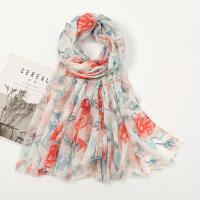 Cotton Linen Women Scarf dustproof & sun protection & thermal & breathable printed floral PC