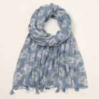 Voile Fabric Tassels Women Scarf sun protection & breathable printed floral PC