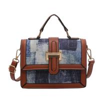 PU Leather & Denim Easy Matching & Vintage Handbag attached with hanging strap PC