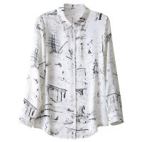 Polyester Women Long Sleeve Blouses slimming printed Others white PC