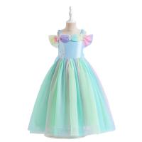 Polyester Princess Girl One-piece Dress large hem design patchwork multi-colored PC