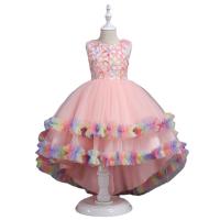 Polyester Princess Girl One-piece Dress large hem design patchwork PC