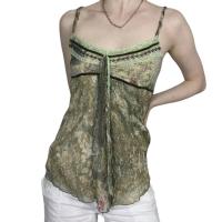 Polyester Slim Tank Top backless printed green PC