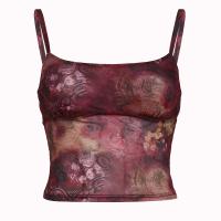 Polyester Slim Camisole midriff-baring & backless printed red PC