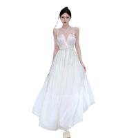 Polyester Slip Dress backless Solid white PC