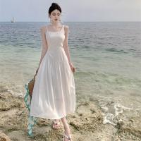 Polyester long style Slip Dress slimming Solid white PC
