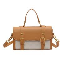 PU Leather Easy Matching Handbag attached with hanging strap plaid PC