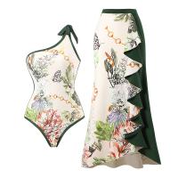 Spandex & Polyester One-piece Swimsuit  & padded printed floral PC
