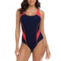 Polyester One-piece Swimsuit backless & padded plain dyed patchwork PC